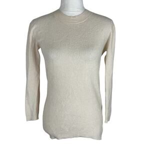 Theyskens’ Theory Cream Wool Pullover Sweater Crew Neck Long Sleeve Size Petite